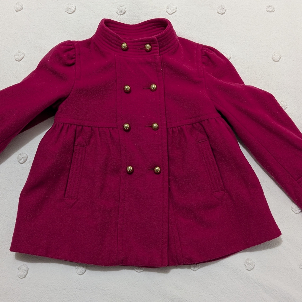 Pink Double-Breasted Pea Coat with High Collar
